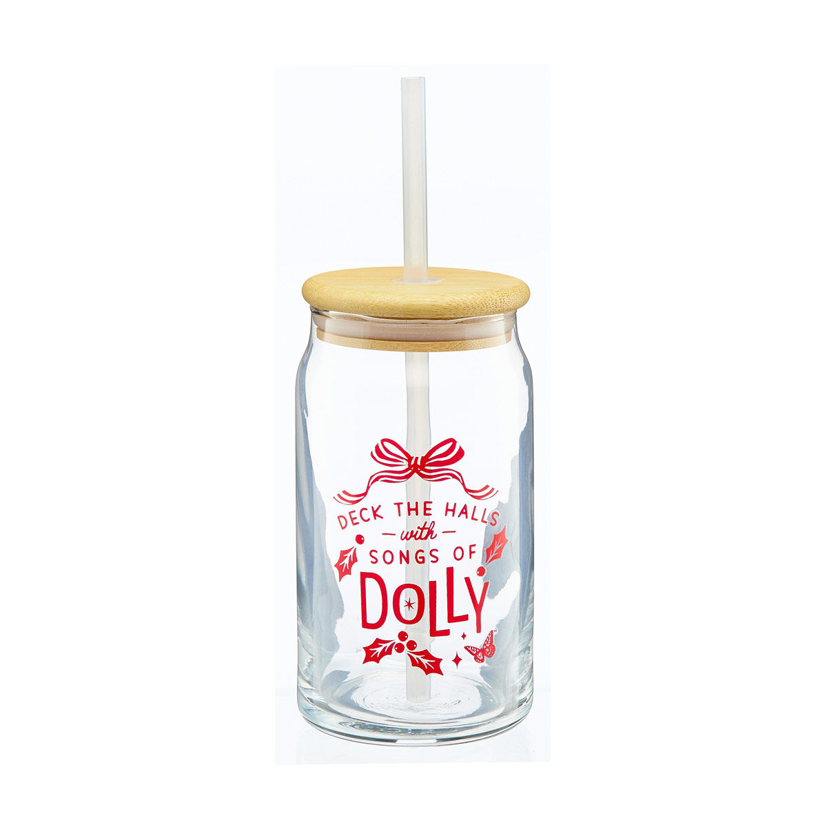 Dolly-Parton-Glass-Cup-with-Lid-and-Straw,-Assorted
