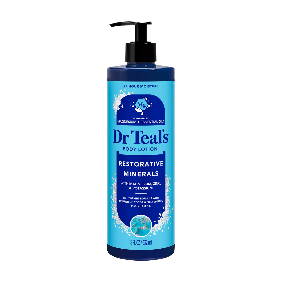 Dr Teal's 24 Hour Moisture+ Body Lotion, Restorative Minerals with Magnesium, Po