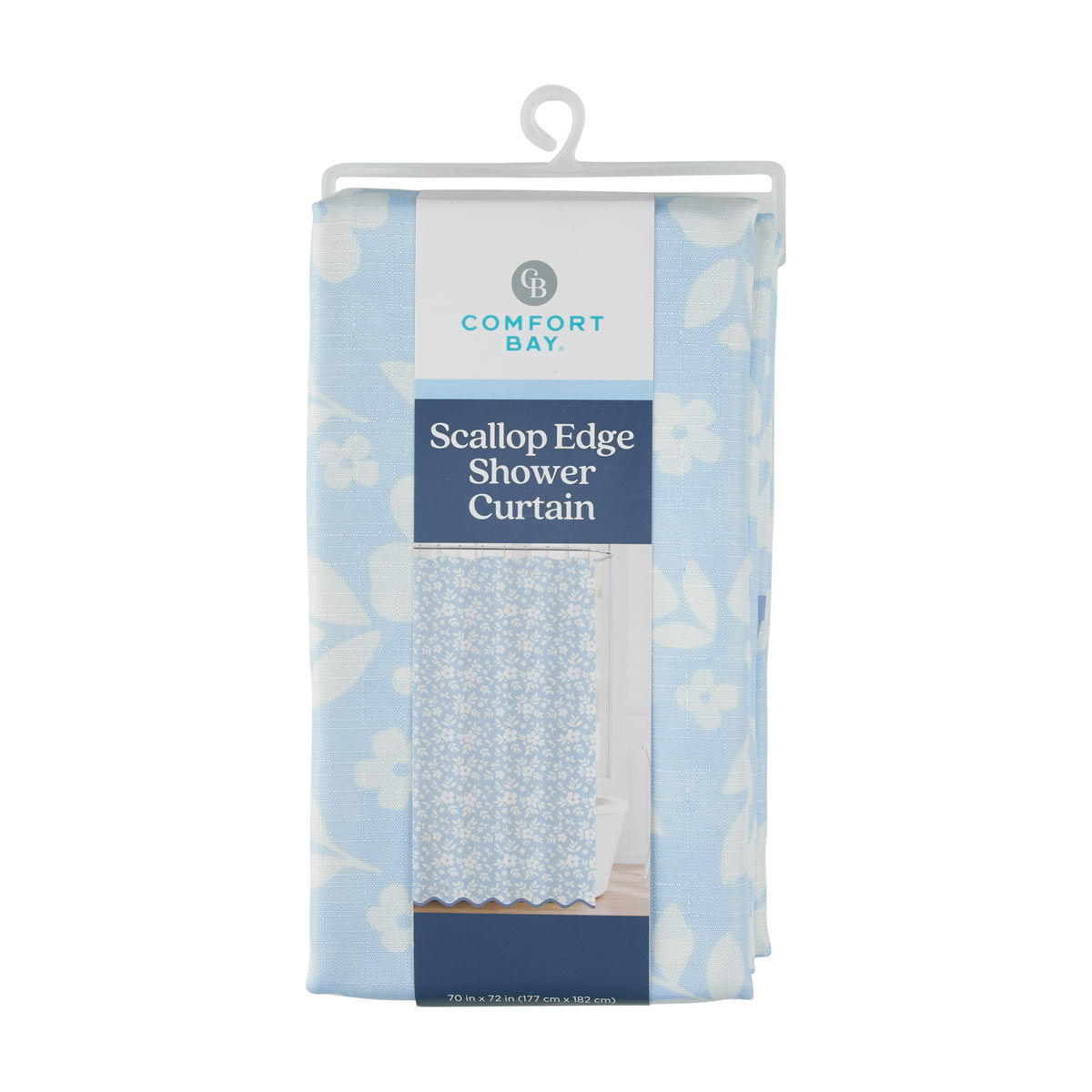 Comfort Bay Scallop Edge Shower Curtain, 70 in x 72 in, Assorted