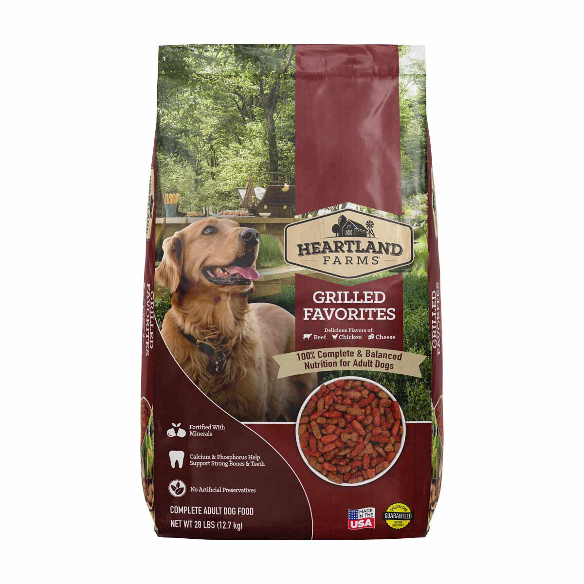 Heartland Farms Grilled Favorites Beef, Chicken & Cheese Flavor Adult Dog Food, 28 lb