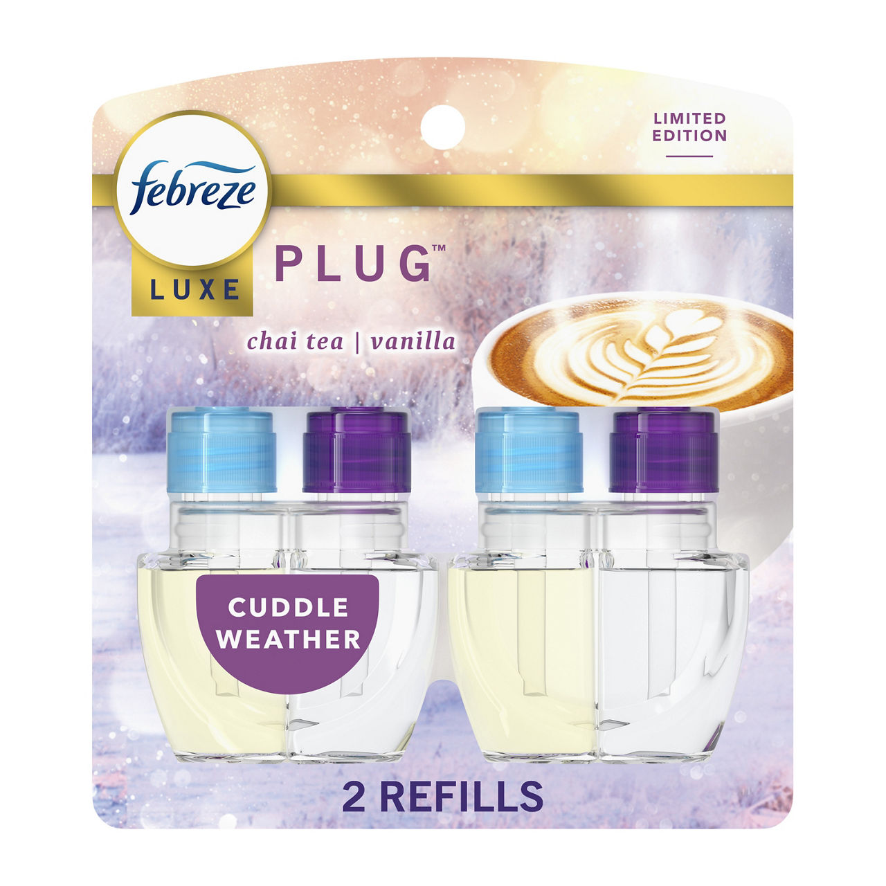 Febreze Plug In Air Freshener, Odor-Fighting Scented Oil Refill, Cuddle Weather, 2 Refills