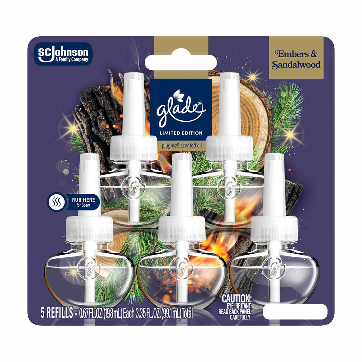 Glade® PlugIns® Refills Air Freshener, Embers & Sandalwood, 1.34 oz, 5 ct