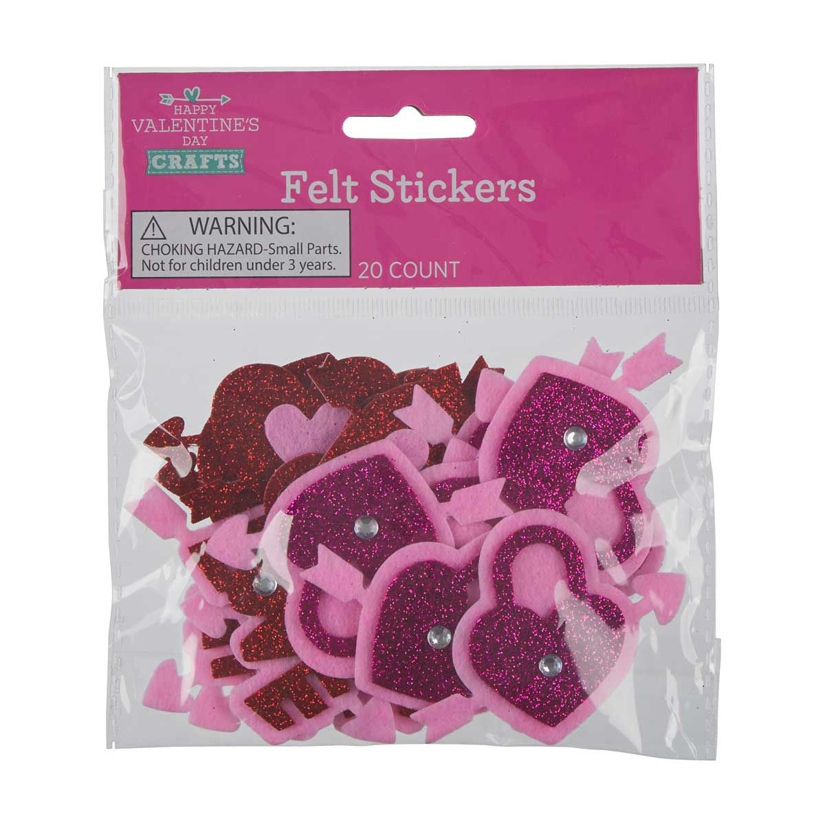 Happy-Valentine's-Day-Felt-Stickers,-20-ct,-Assorted