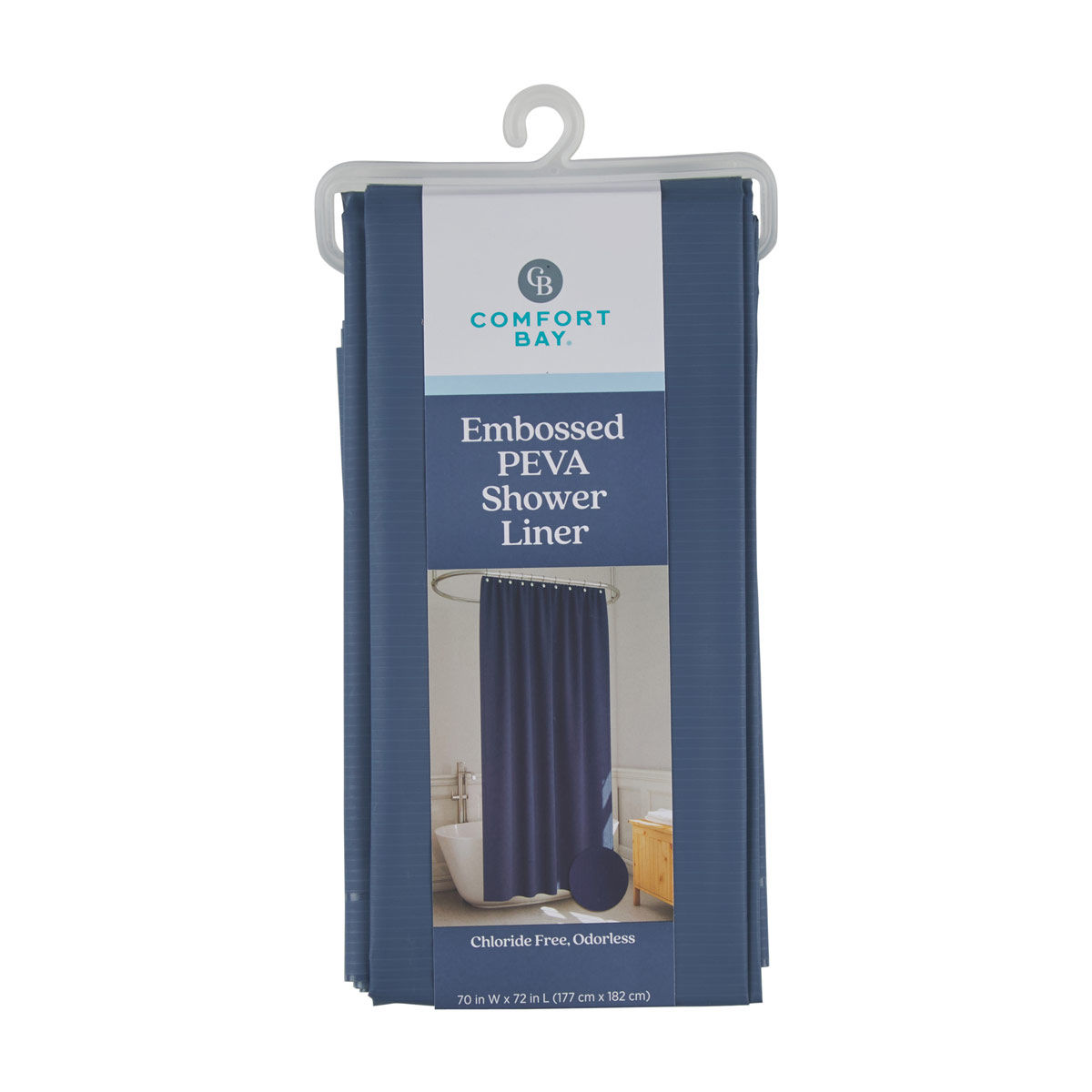 Comfort Bay Embossed PEVA Shower Liner, 70 in x 72 in, Assorted