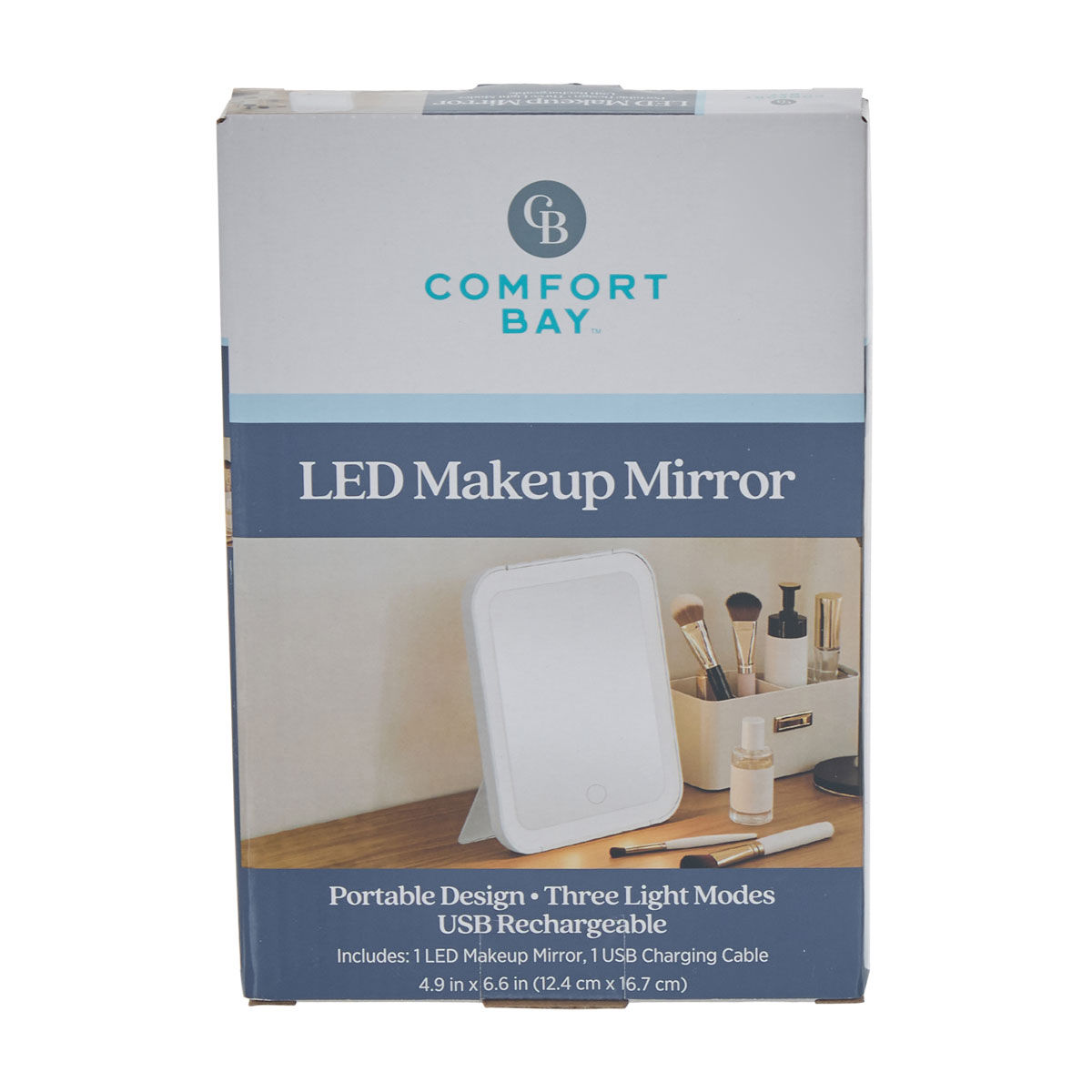 Comfort Bay Portable LED Makeup Mirror, 4.9 in x 6.6 in