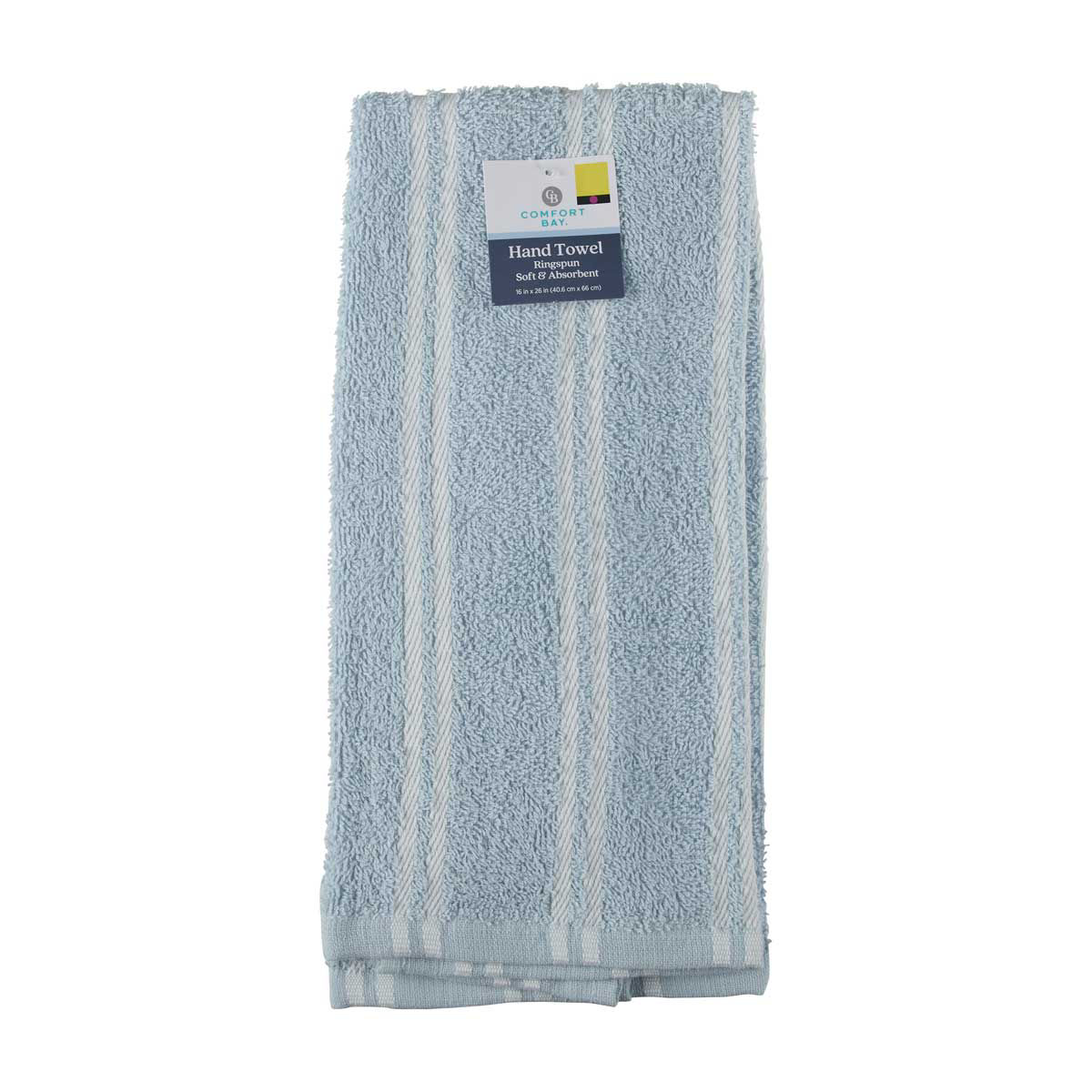 Comfort Bay Ringspun Soft & Absorbent Hand Towel, 16 in x 26 in, Assorted