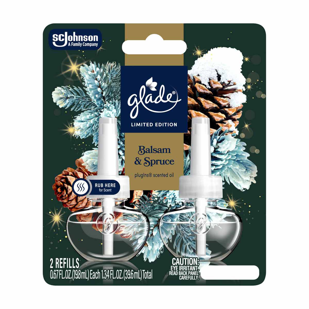 Glade® PlugIns® Refills Air Freshener, Balsam & Spruce, 1.34oz., 2 count