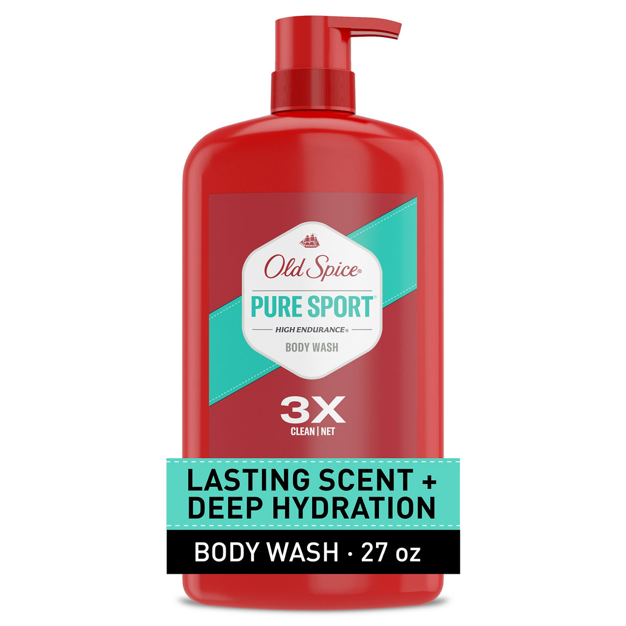 Old Spice High Endurance Body Wash for Men, 24/7 Shower Fresh, Refreshing Lather, Legendary Scent,  Pure Sport Plus, 27oz