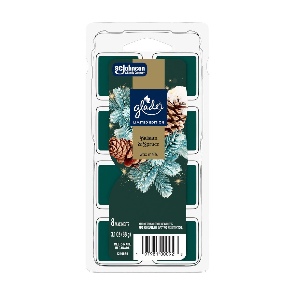 Glade® Wax Melts, Balsam & Spruce, 3.1oz., 8 Count Per Pack