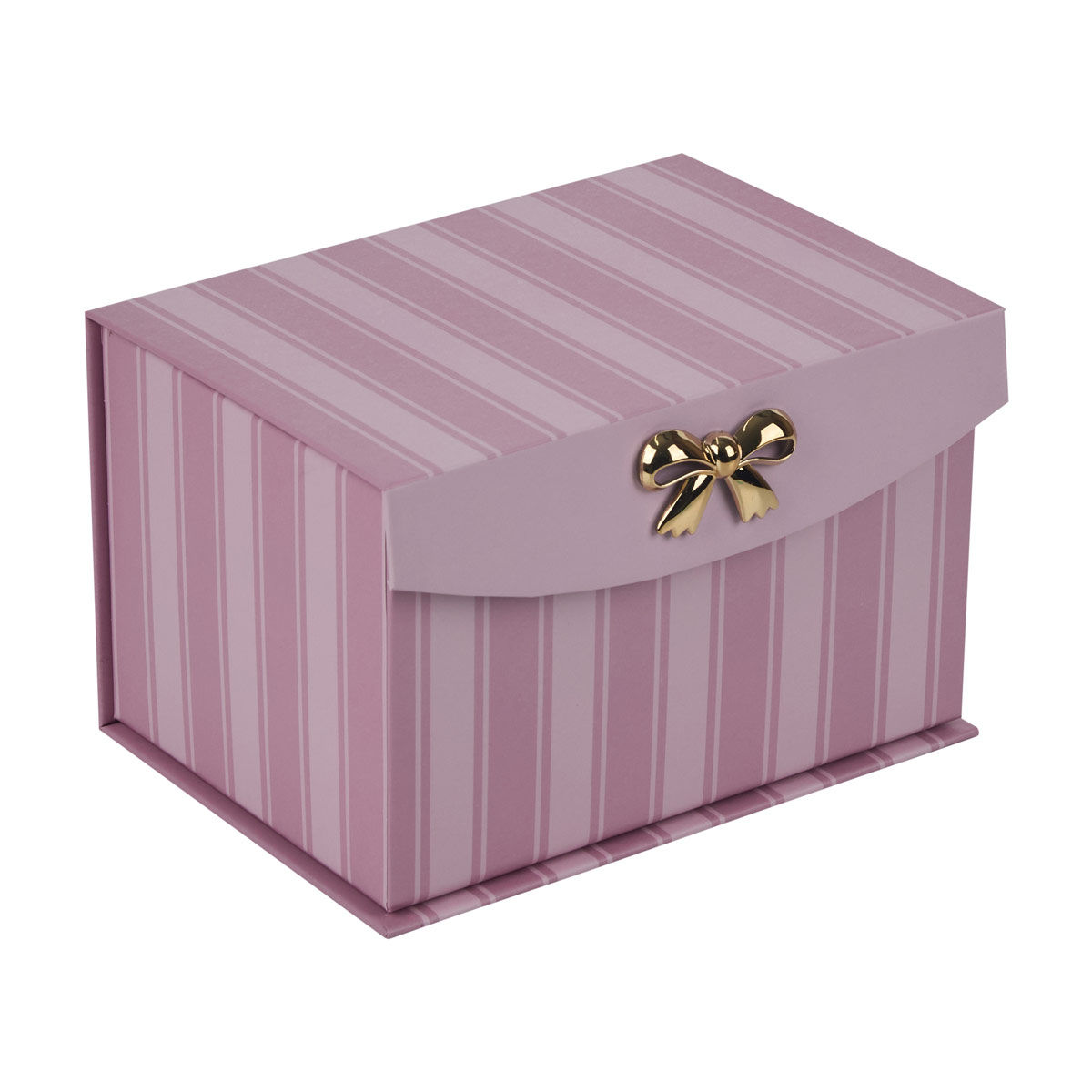 Stripe Flip Top Box with Bow, Pink, Extra Small