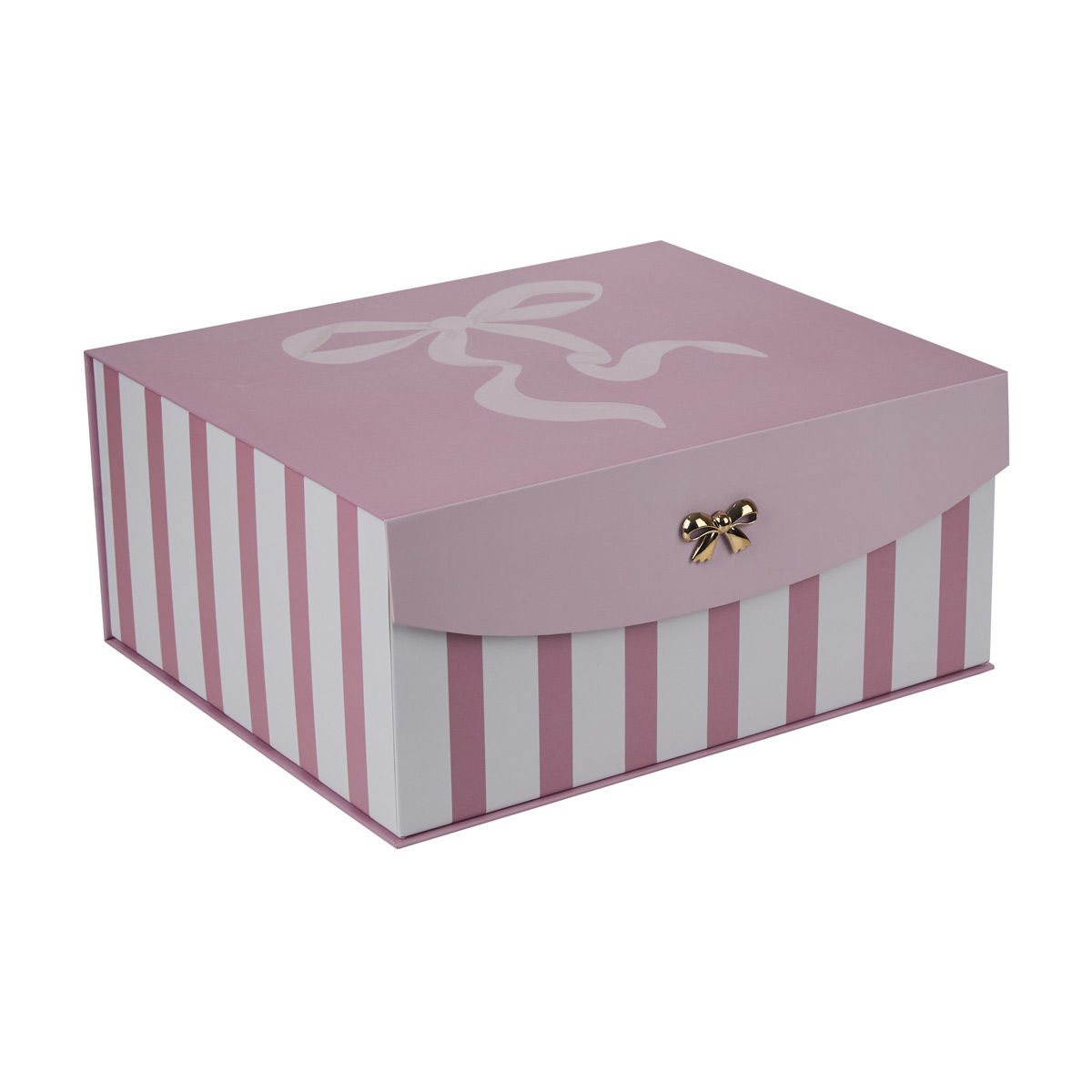 Stripe Flip Top Box with Bow, Pink, Extra Large