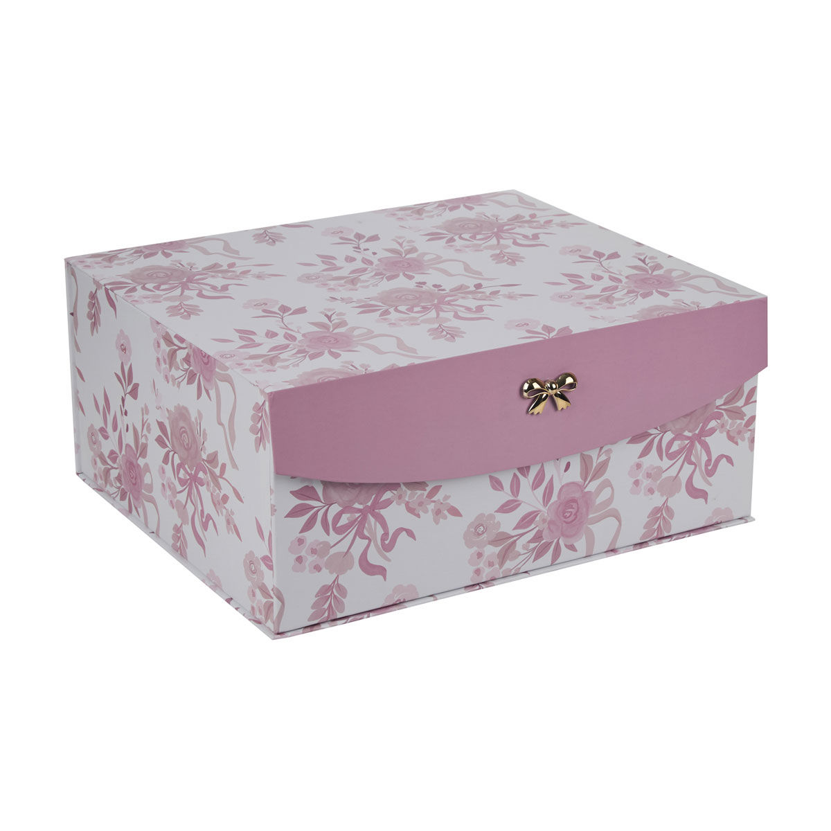 Printed Flip Top Box with Bow, Pink, XXL