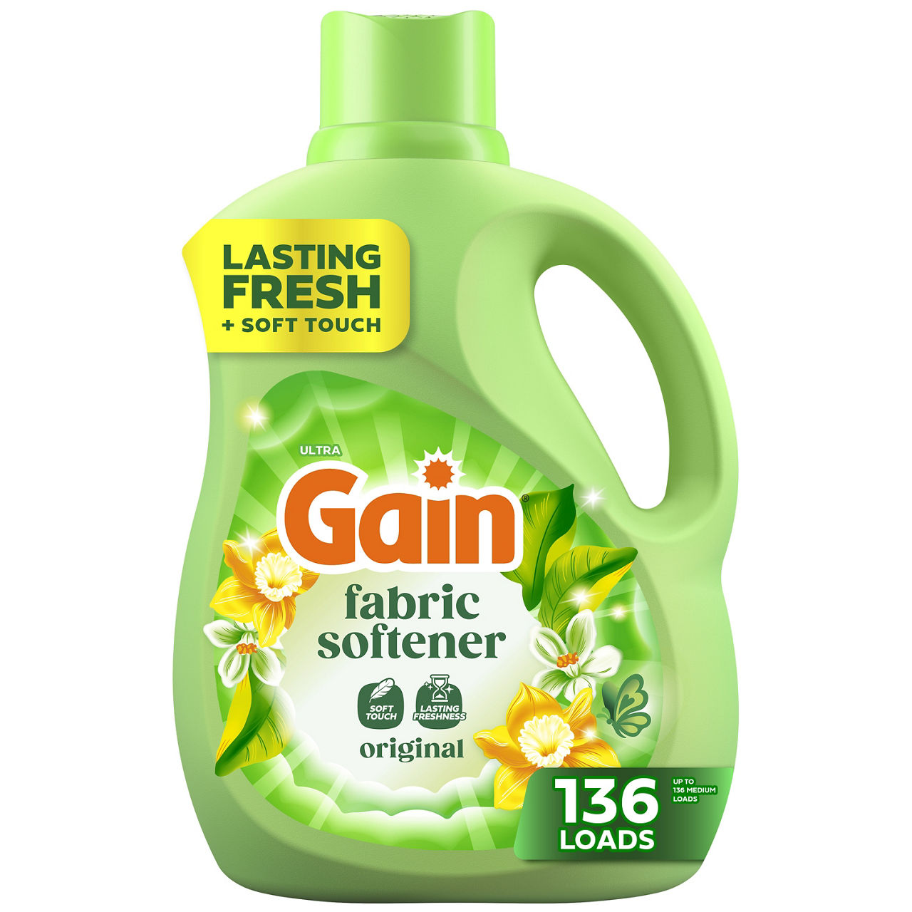 Gain, Liquid Laundry Fabric Softener, Laundry Conditioner, Long Lasting Scent, Softens, Freshness, Helps with Static & Wrinkles, Original Scent, 100