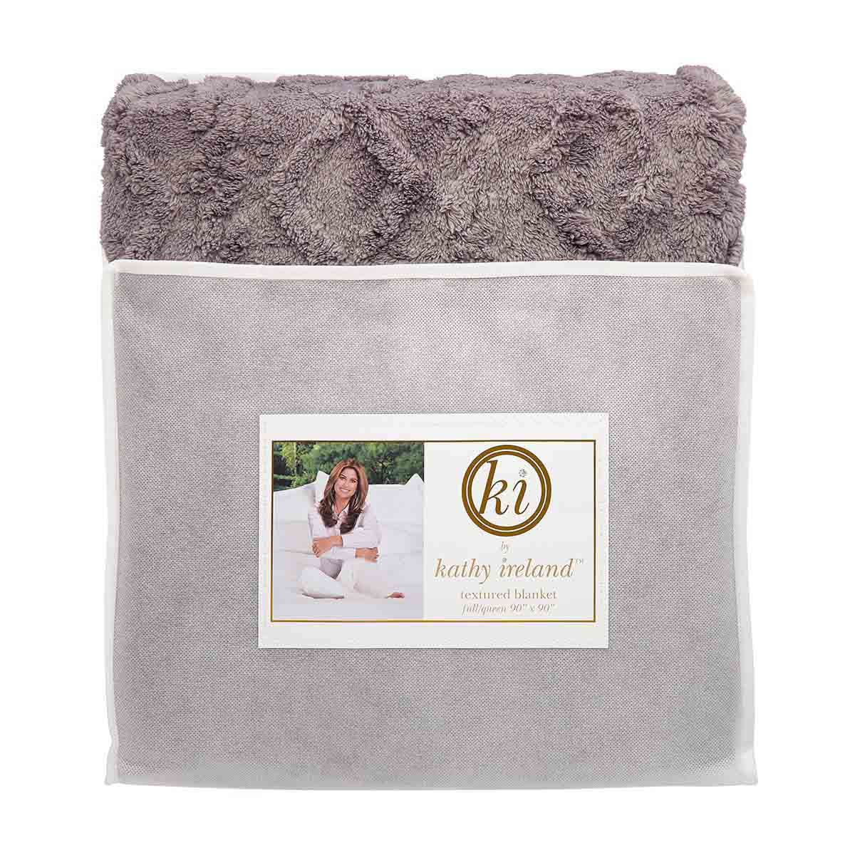 Kathy Ireland Textured Plush Blanket, Full/Queen 90" x 90", Assorted
