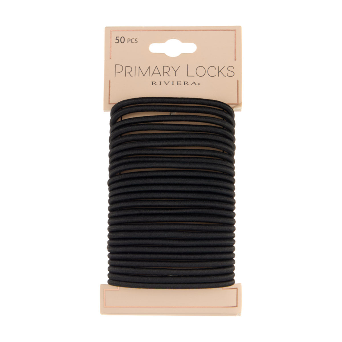 Riviera Primary Locks Black Elastic Hair Ties, 50 ct