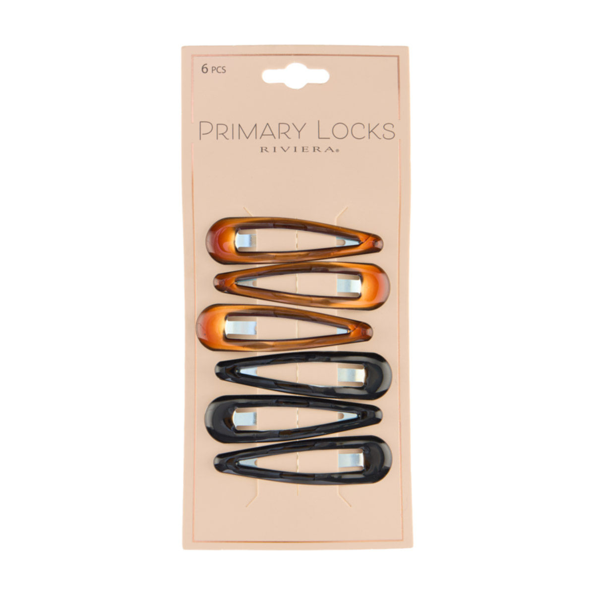 Riviera Primary Locks Brown & Black Large Snap Clips, 6 ct