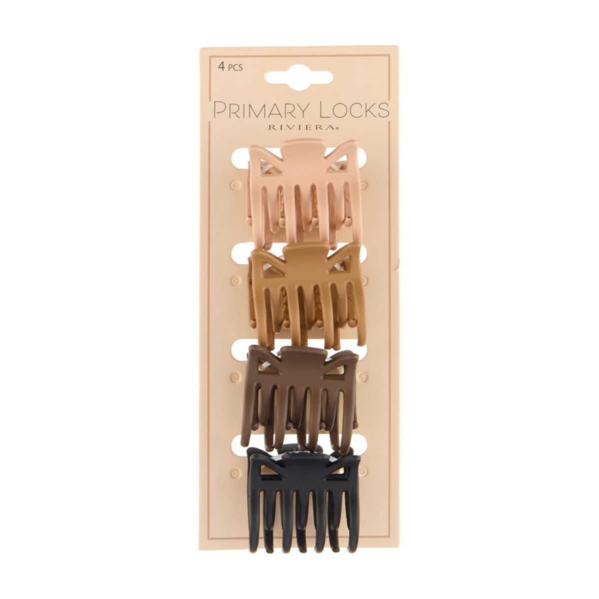 Riviera Primary Locks Claw Clips, Medium, 4 ct