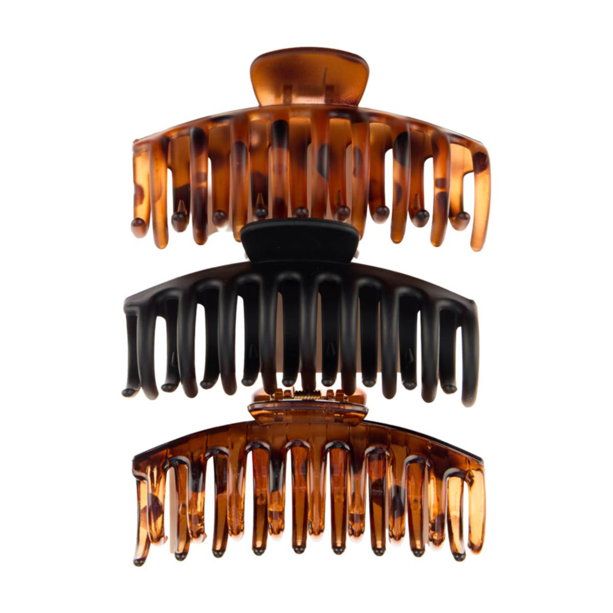 Riviera Primary Locks Tortoise Shell Claw Clips, Large, 3 ct