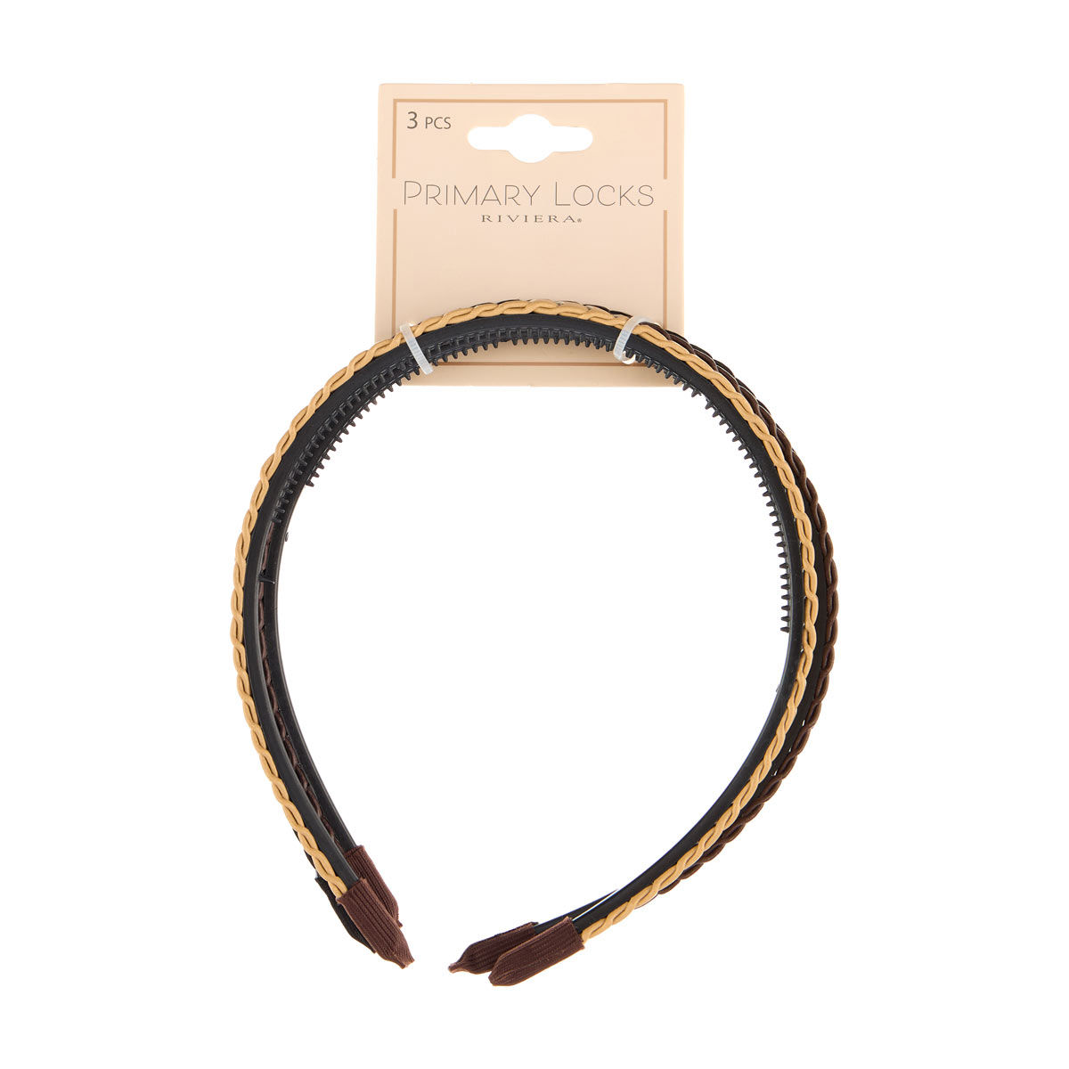 Riviera Primary Locks Braided Headband, 3 pk