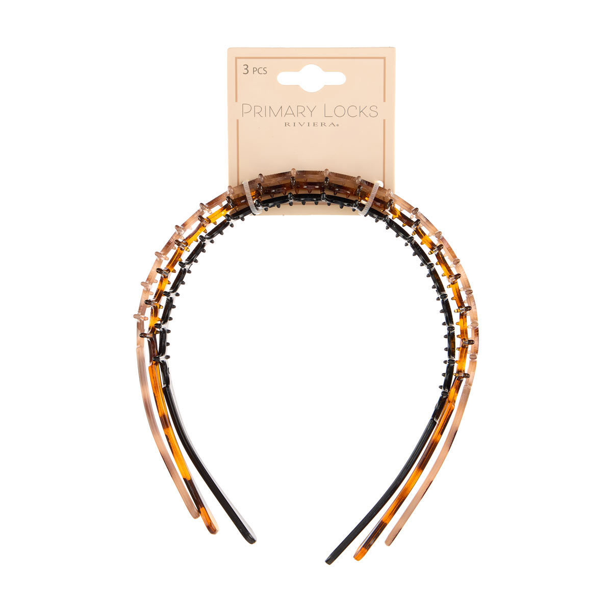 Riviera Primary Locks Comb Headband, 3 pk