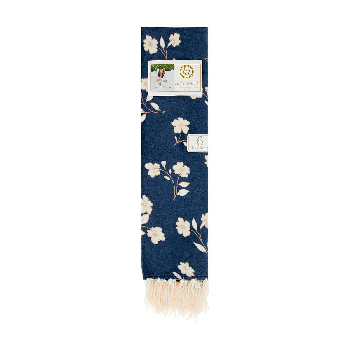 Kathy Ireland Floral Fringe Throw Blanket, 6 ft, Assorted