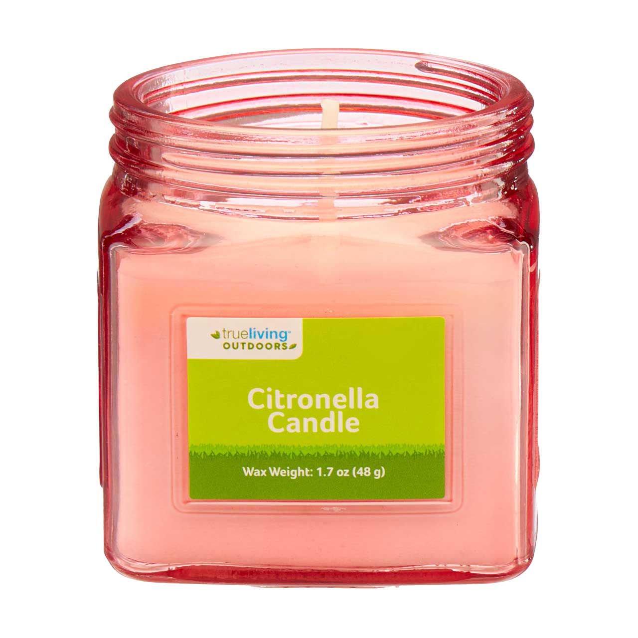True Living Outdoors Pink Glass Citronella Candle, 1.7 oz