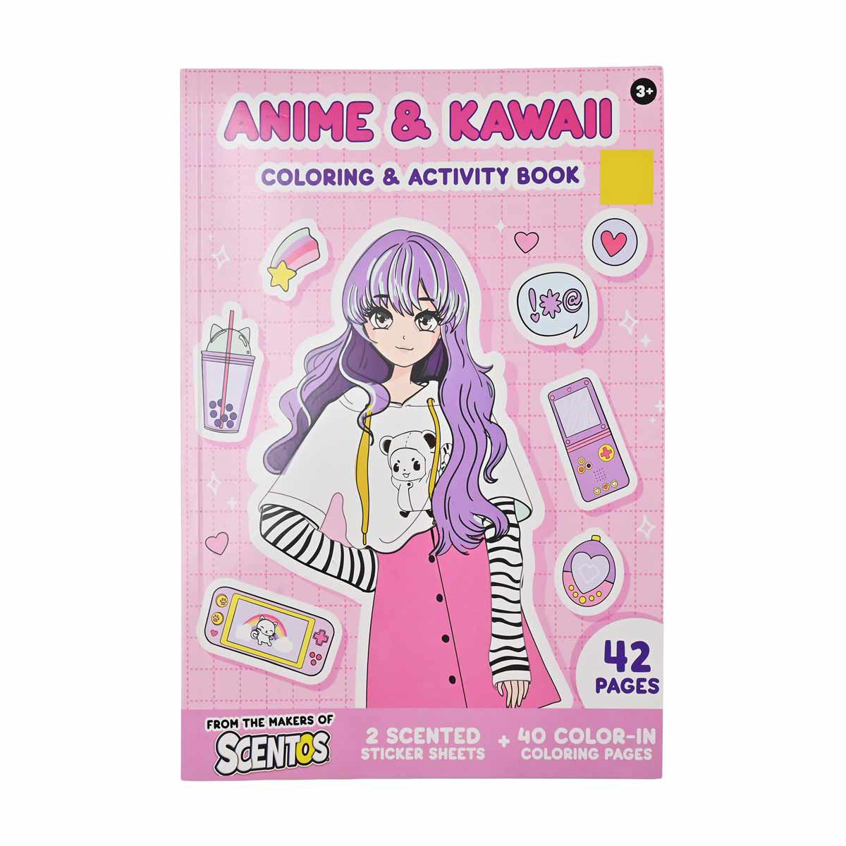 Scentos Anime & Kawaii Coloring & Activity Book, Ages 3+