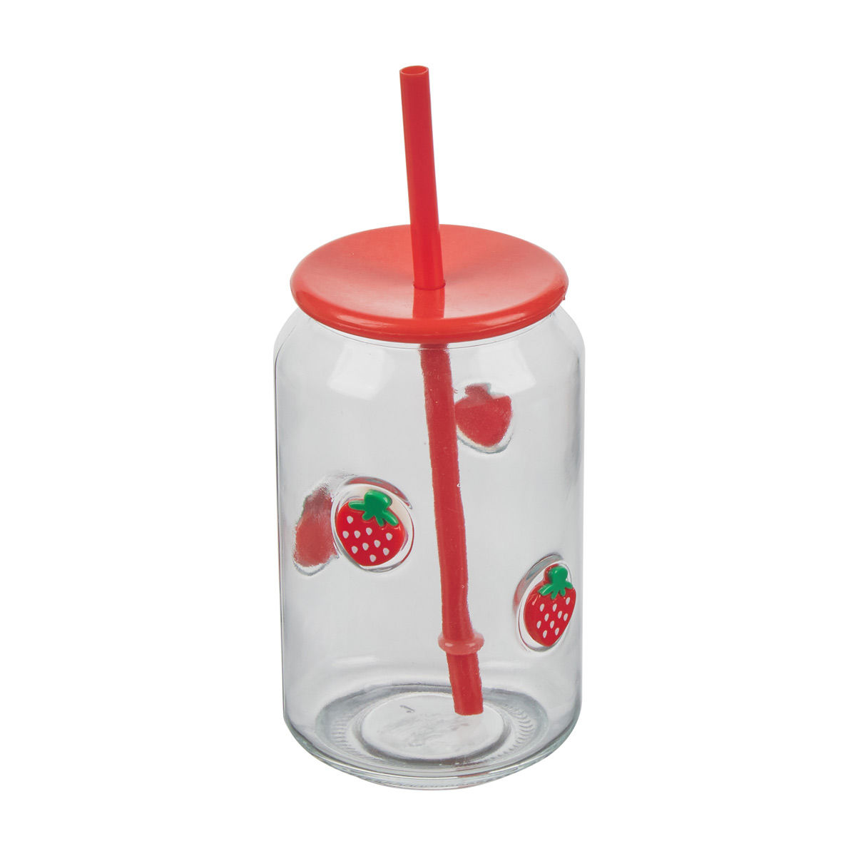 Fruit Drinkware Glass with Straw, Assorted