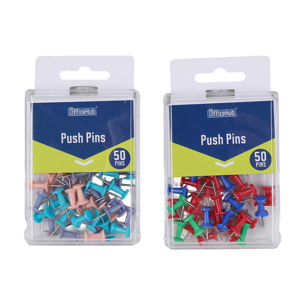 OfficeHub Push Pins, 50 ct, Assorted Colors