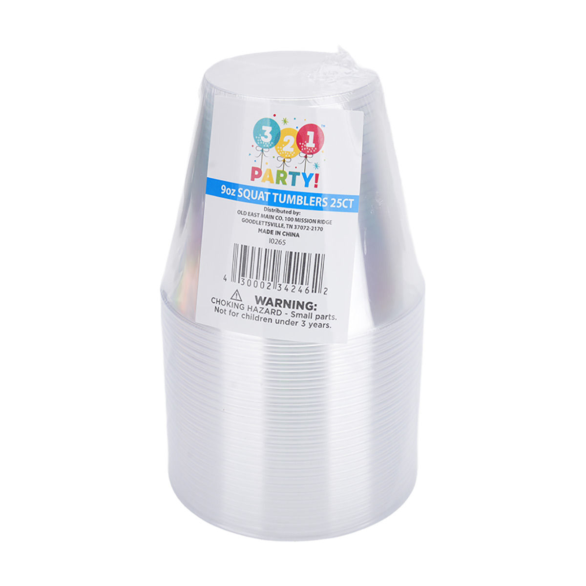 321 Party! Transparent Squat Tumblers, 9 oz, 25 ct