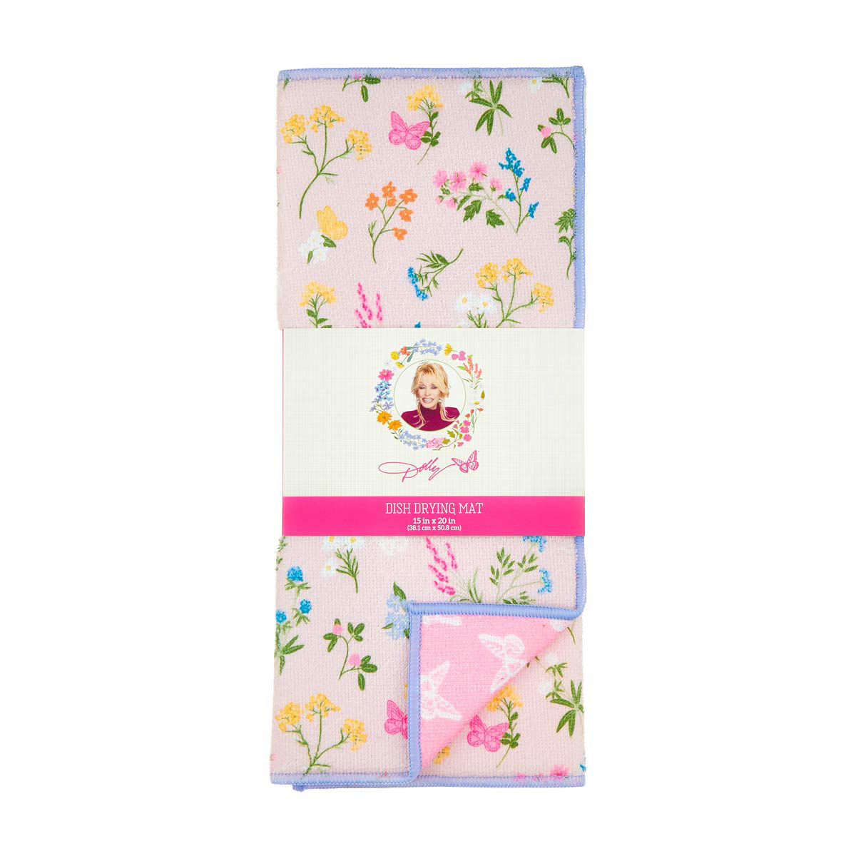 Dolly Parton Pink Floral Drying Mat, 15x20 in