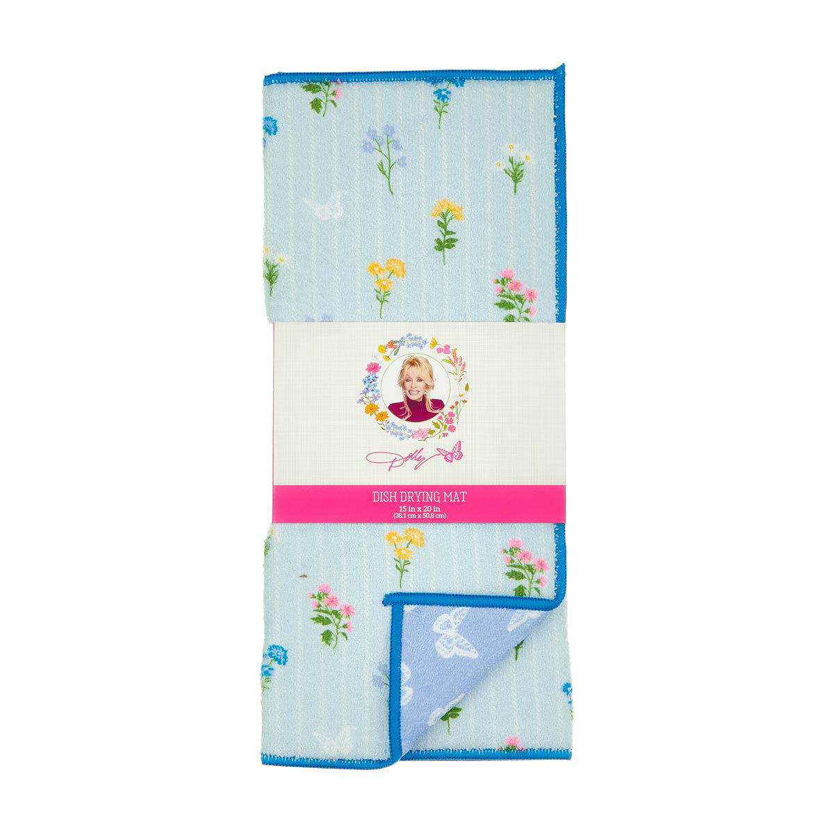Dolly Parton Blue Floral Drying Mat, 15x20 in
