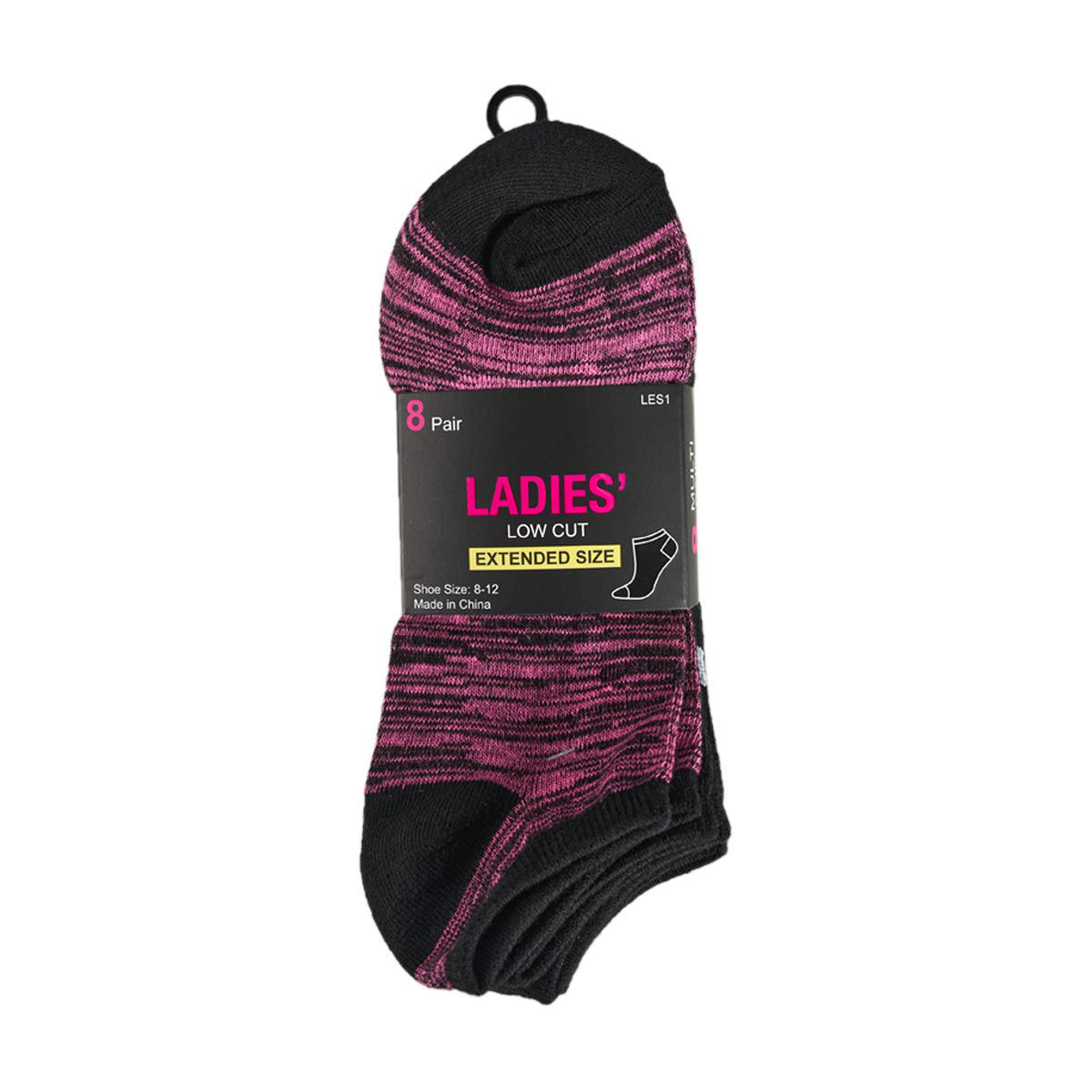 Ladies'-Low-Cut-Extended-Size-Socks,-8-ct,-Assorted-Patterns