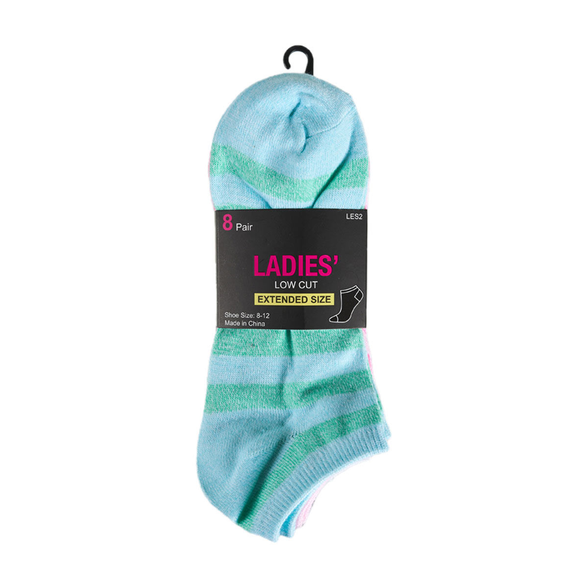 Ladies'-Low-Cut-Extended-Size-Socks,-8-ct,-Assorted-Patterns