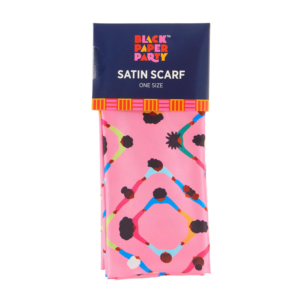 Black Paper Party Pink Printed Satin Scarf