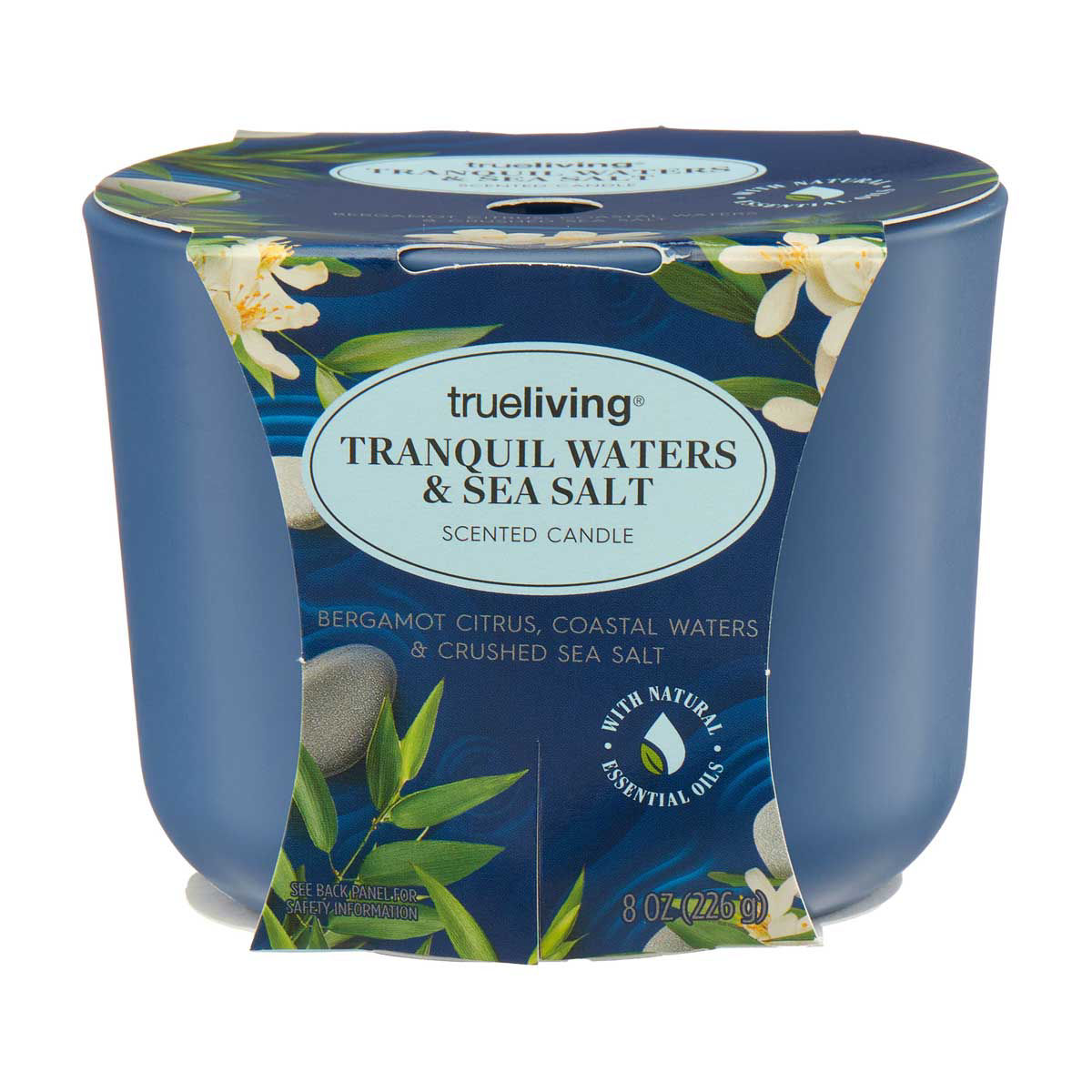 True Living Scented Candle, Tranquil Waters & Sea Salt, 8 oz