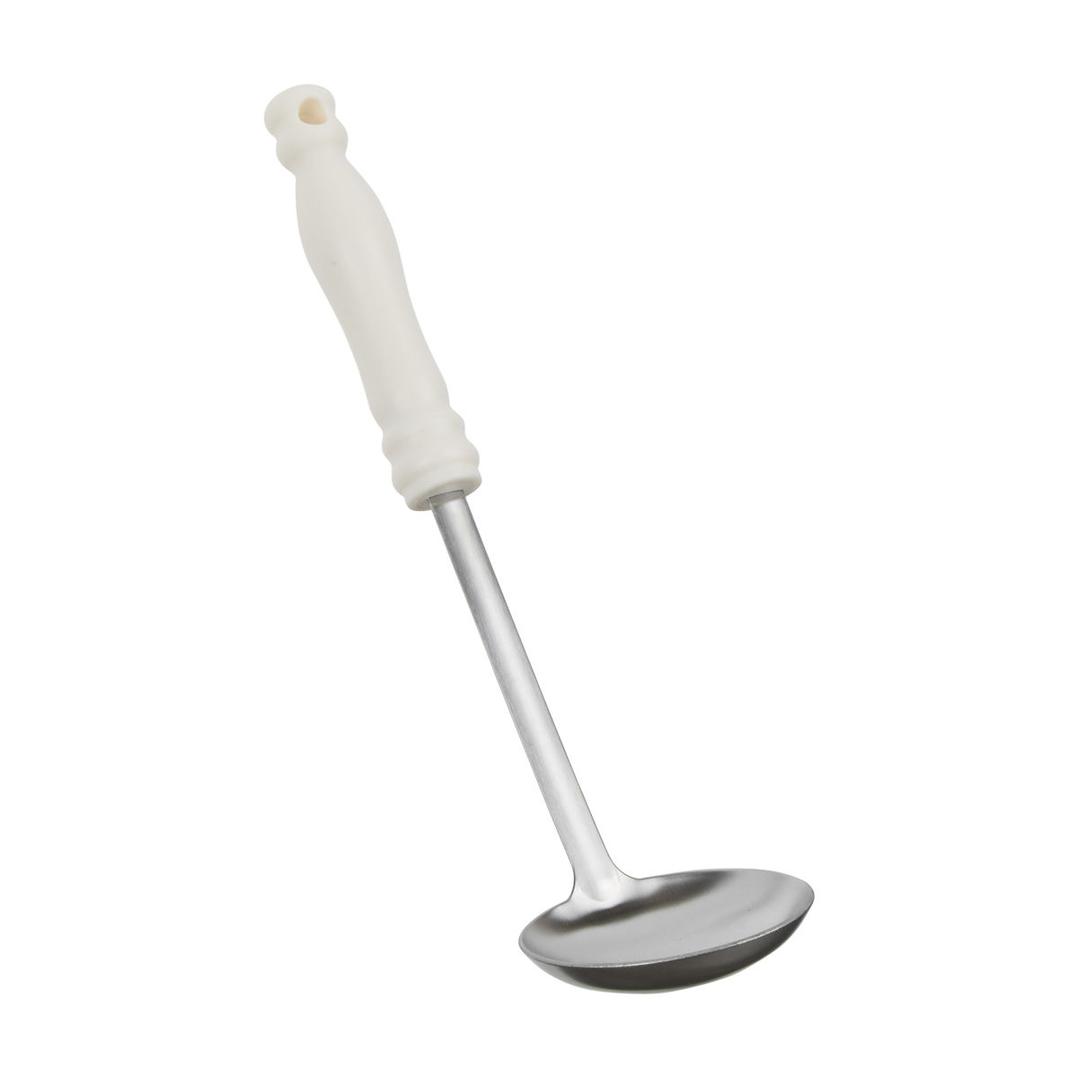 Holly Williams White Handle Stainless Steel Cooking Utensils, 4 Assorted Designs