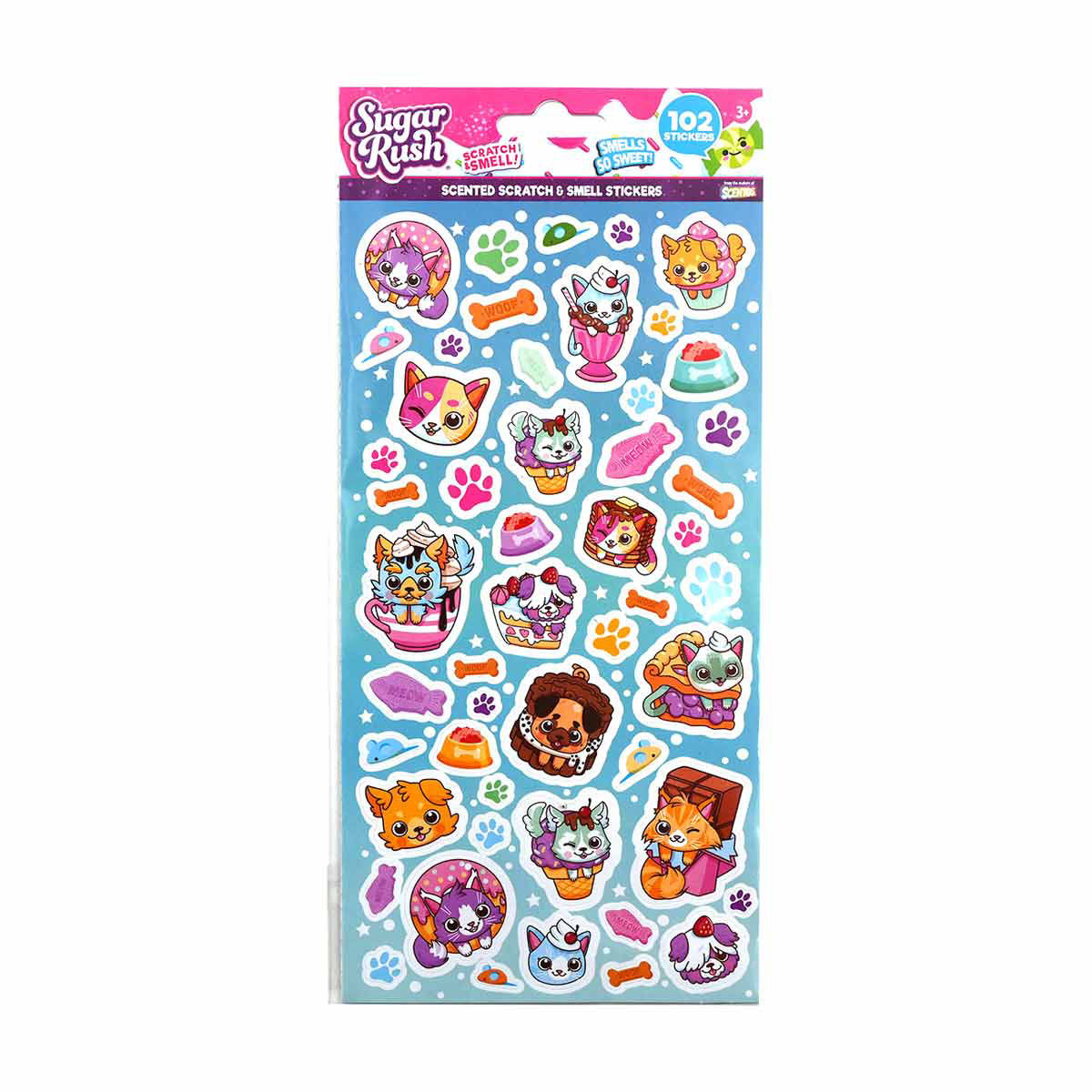 Sugar Rush Scented Scratch & Smell Stickers, 4 Assorted Designs