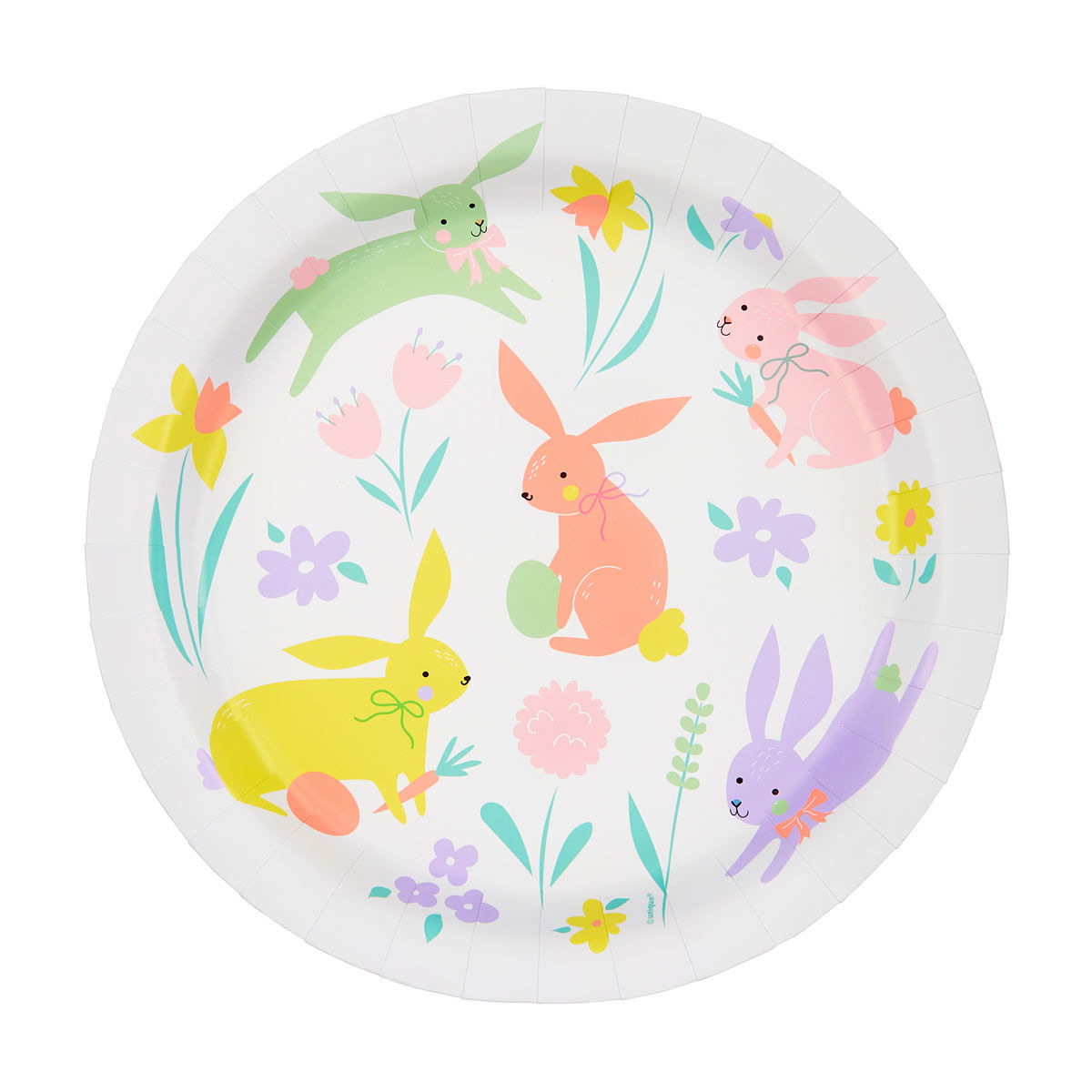 Easter-Printed-Playful-Spring-Round-Plates,-9-in