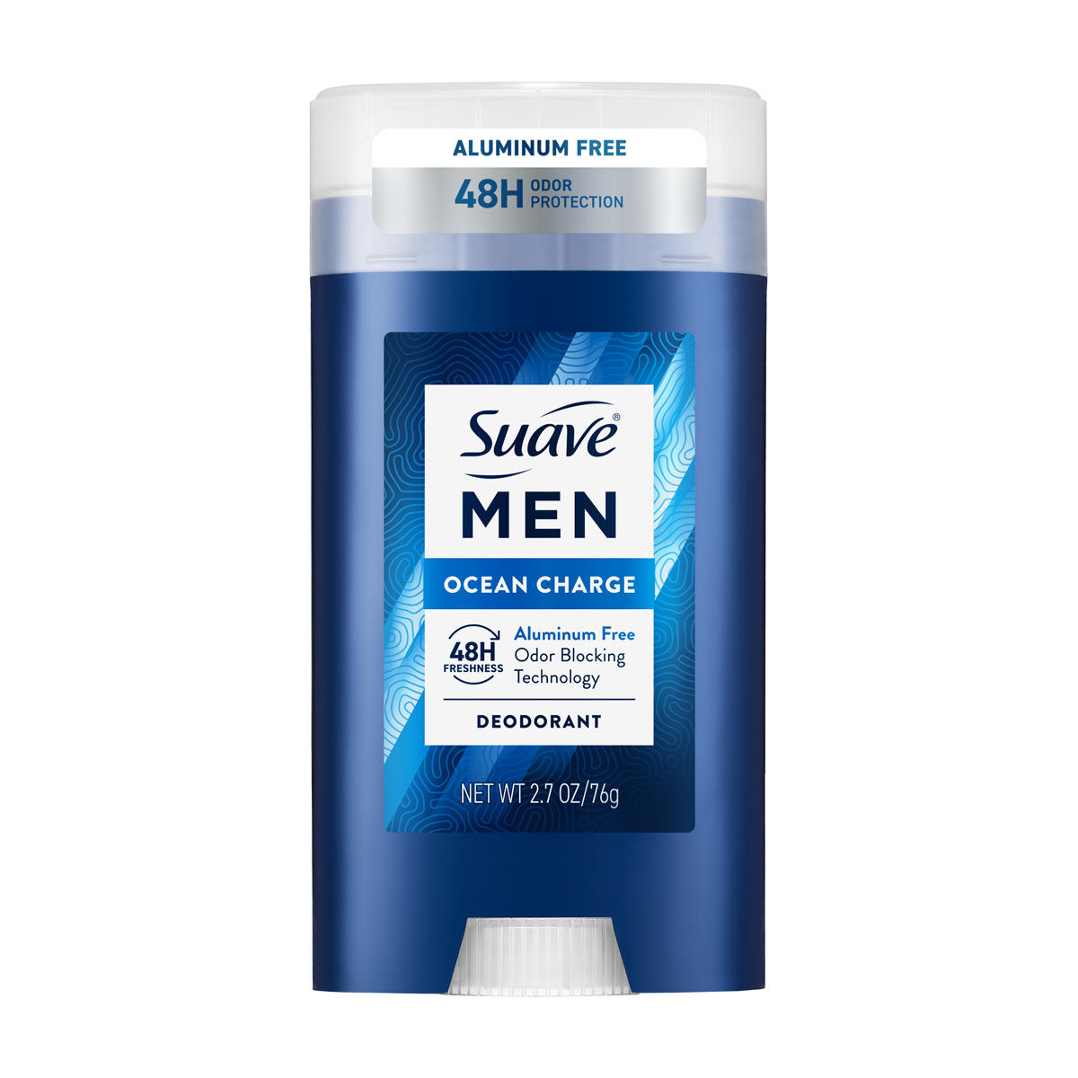 Suave Men Aluminum Free Deodorant, Ocean Charge Scent, 48HR Underarm Odor Protection & Freshness, No Parabens, Dyes or Talc, 2.7 oz