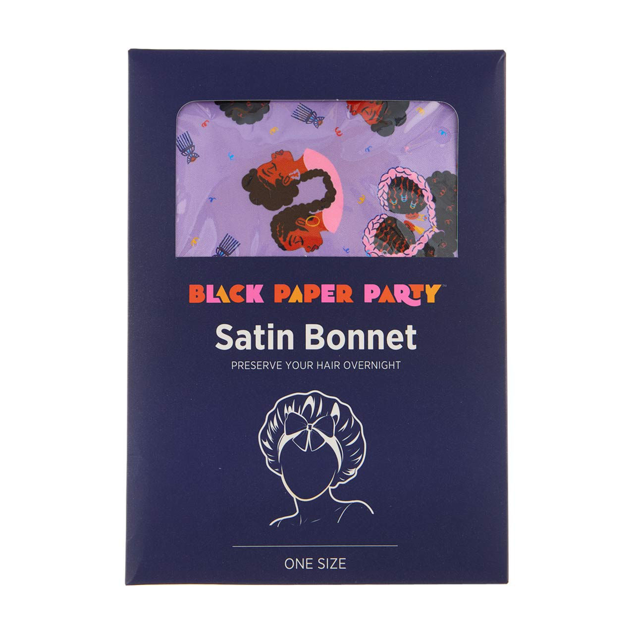 Black Paper Party Women's Purple Printed Satin Bonnet