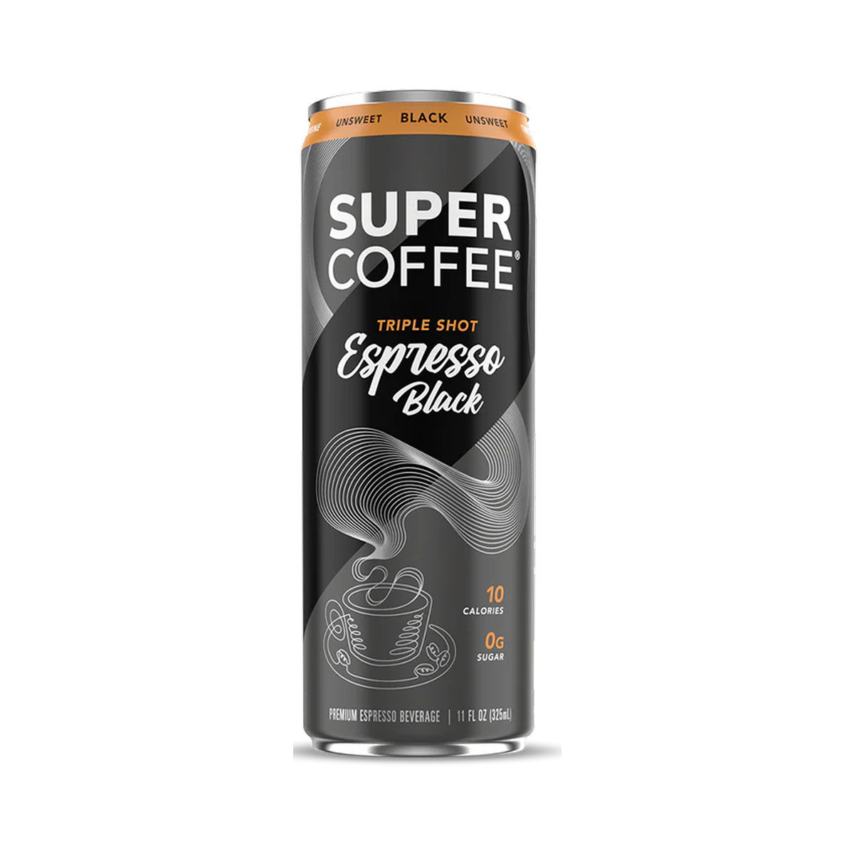 Super Coffee Triple Shot Espresso Black, Unsweetened Premium Espresso Beverage, 11 fl oz