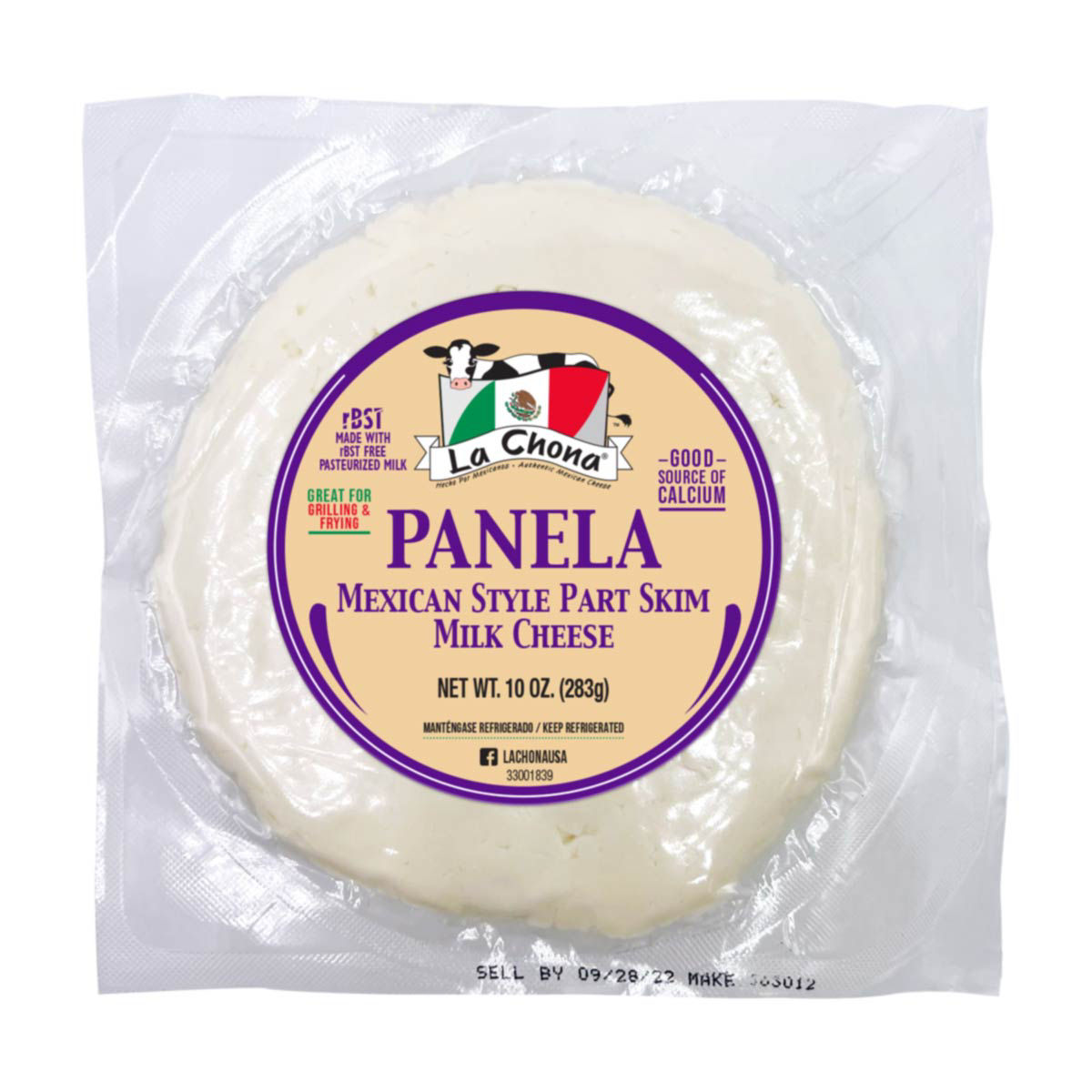 La Chona Panela Mexican Style Part Skim Milk Cheese, 10 oz