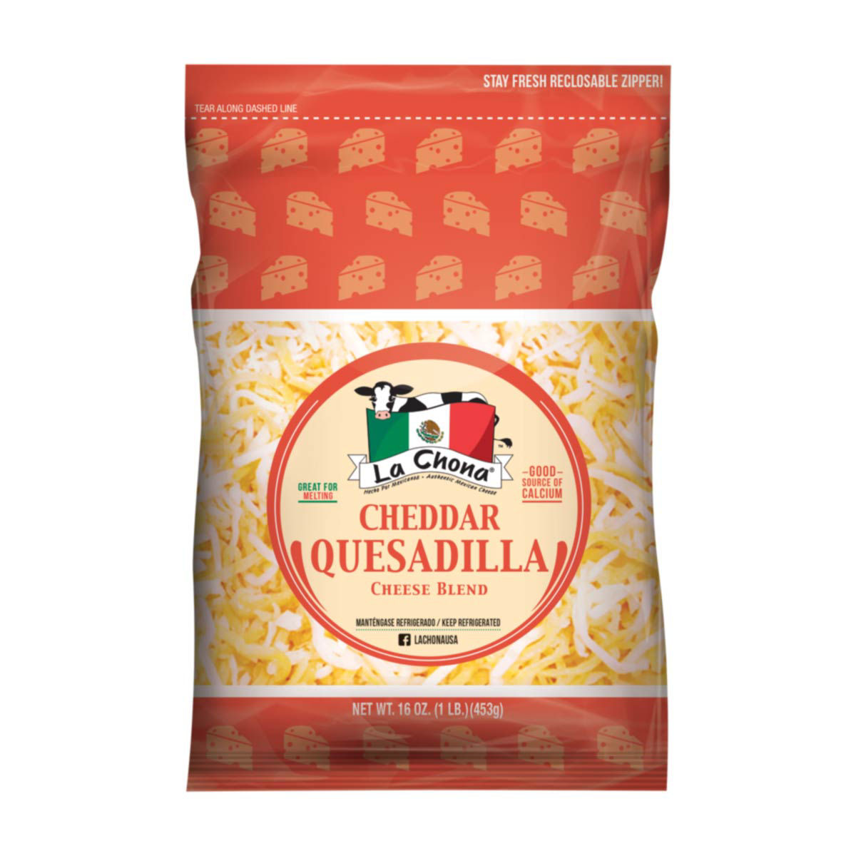 La Chona Cheddar Quesadilla Shredded Cheese Blend, 16 oz