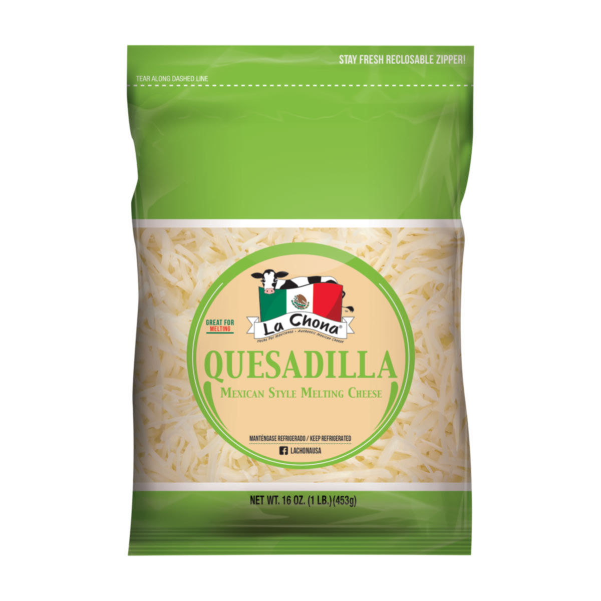 La Chona Quesadilla Mexican Style Shredded Melting Cheese, 16 oz