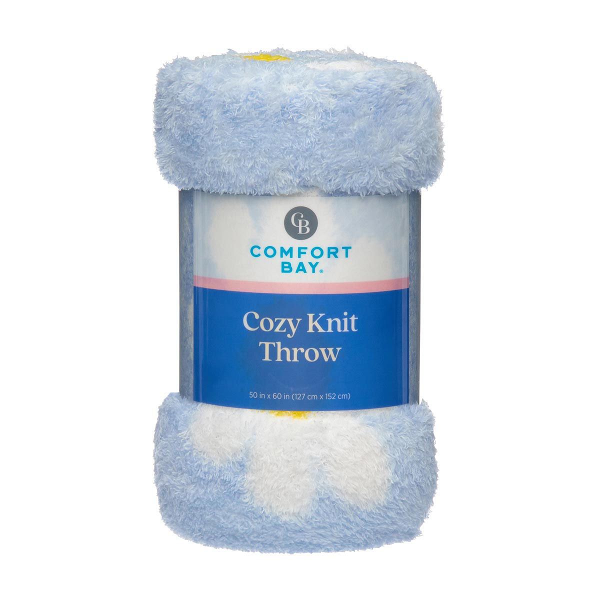 Comfort Bay Summer Blue Floral Print Cozy Knit Throw, 50x60 in