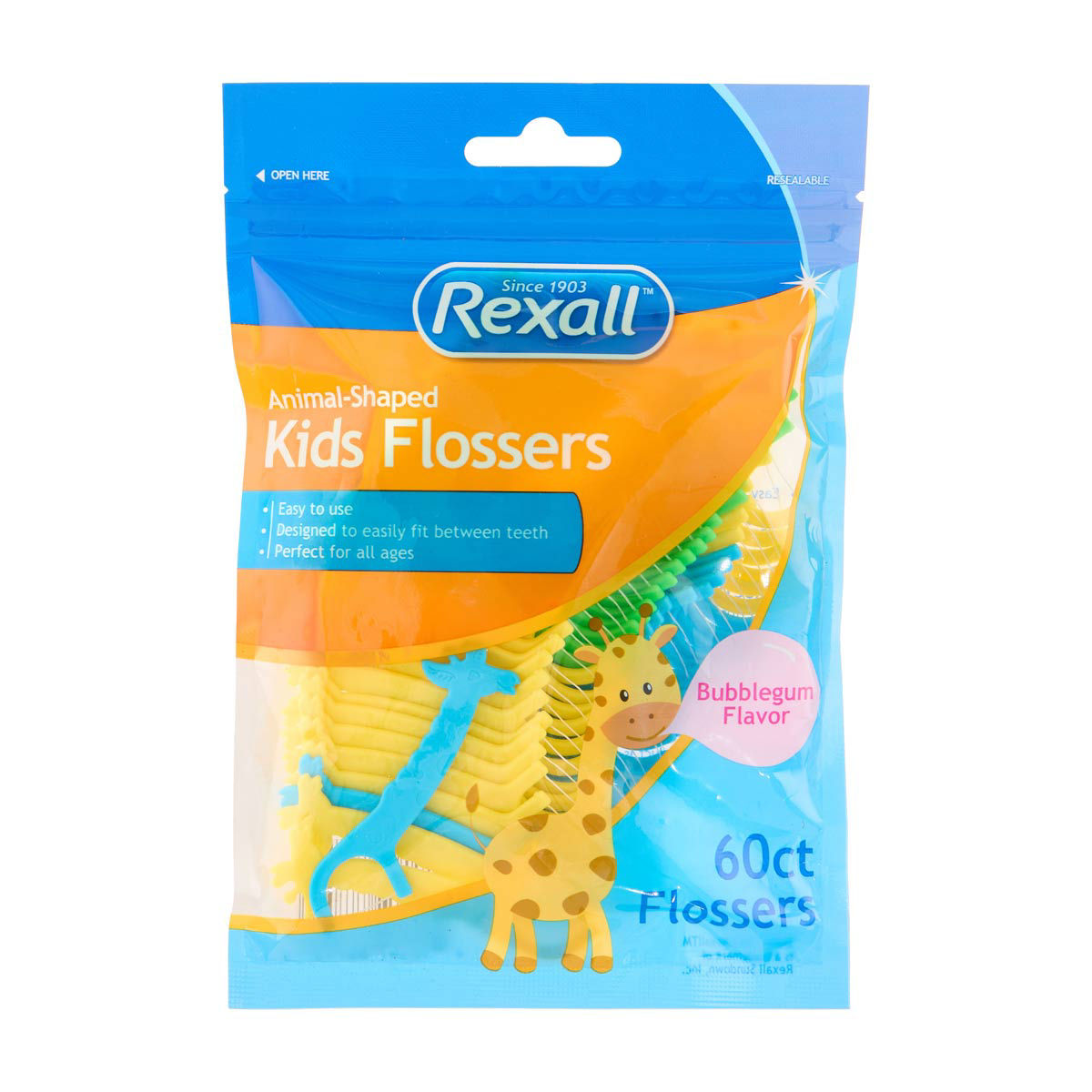 Rexall-Bubblegum-Flavor-Animal-Shaped-Kids-Flossers,-60-ct