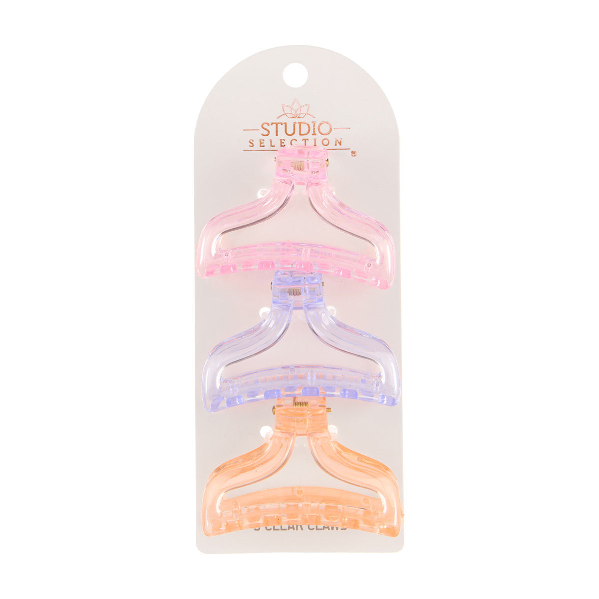 Studio Selection Bright Translucent Hair Claw Clips, 3 ct