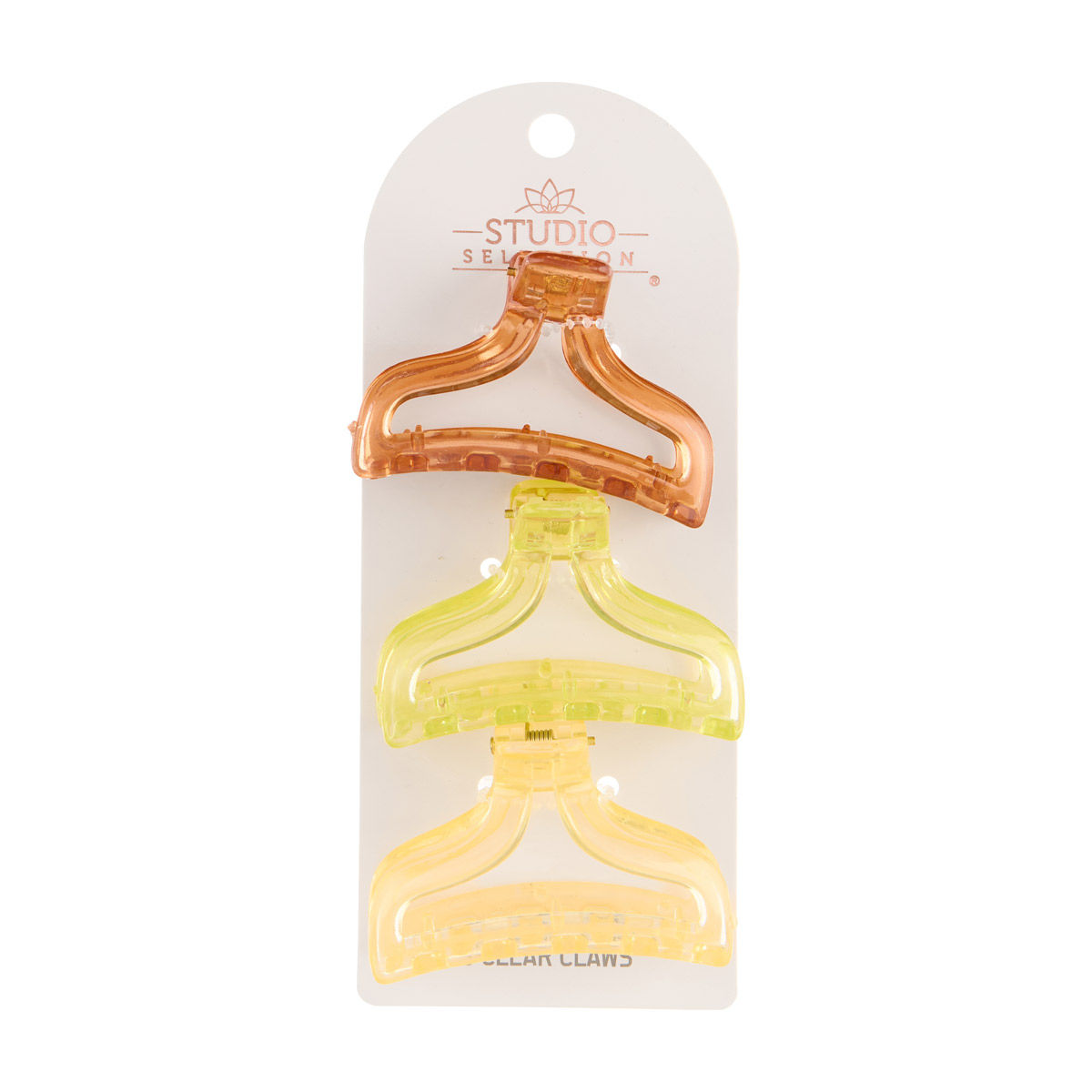 Studio Selection Natural Tones Translucent Hair Claw Clips, 3 ct