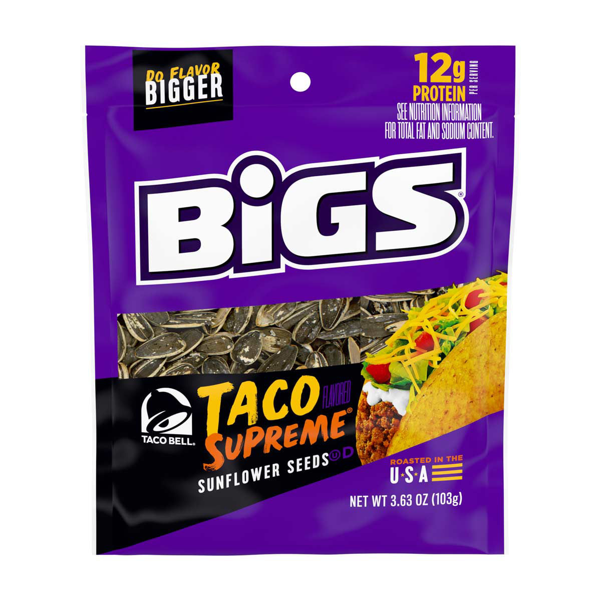 Bigs Taco Supreme Sunflower Seeds, 3.625 oz. Bag